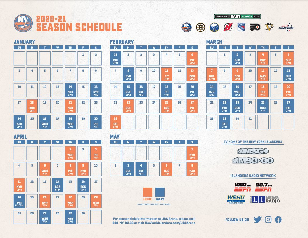 New York Islanders On X with New York Islanders Printable Schedule