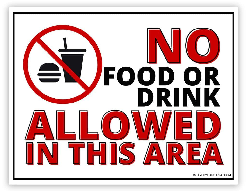 No Food Or Drink Sign Printable (Free Pdf Downloads) - Simply Love for No Food Or Drink Printable Sign