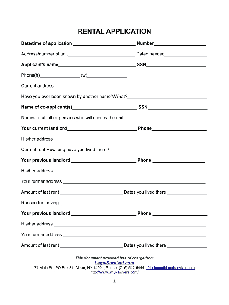 Ny Friedman Ranzenhofer Rental Application Form - Fill Online within Free Simple Printable Rental Agreement
