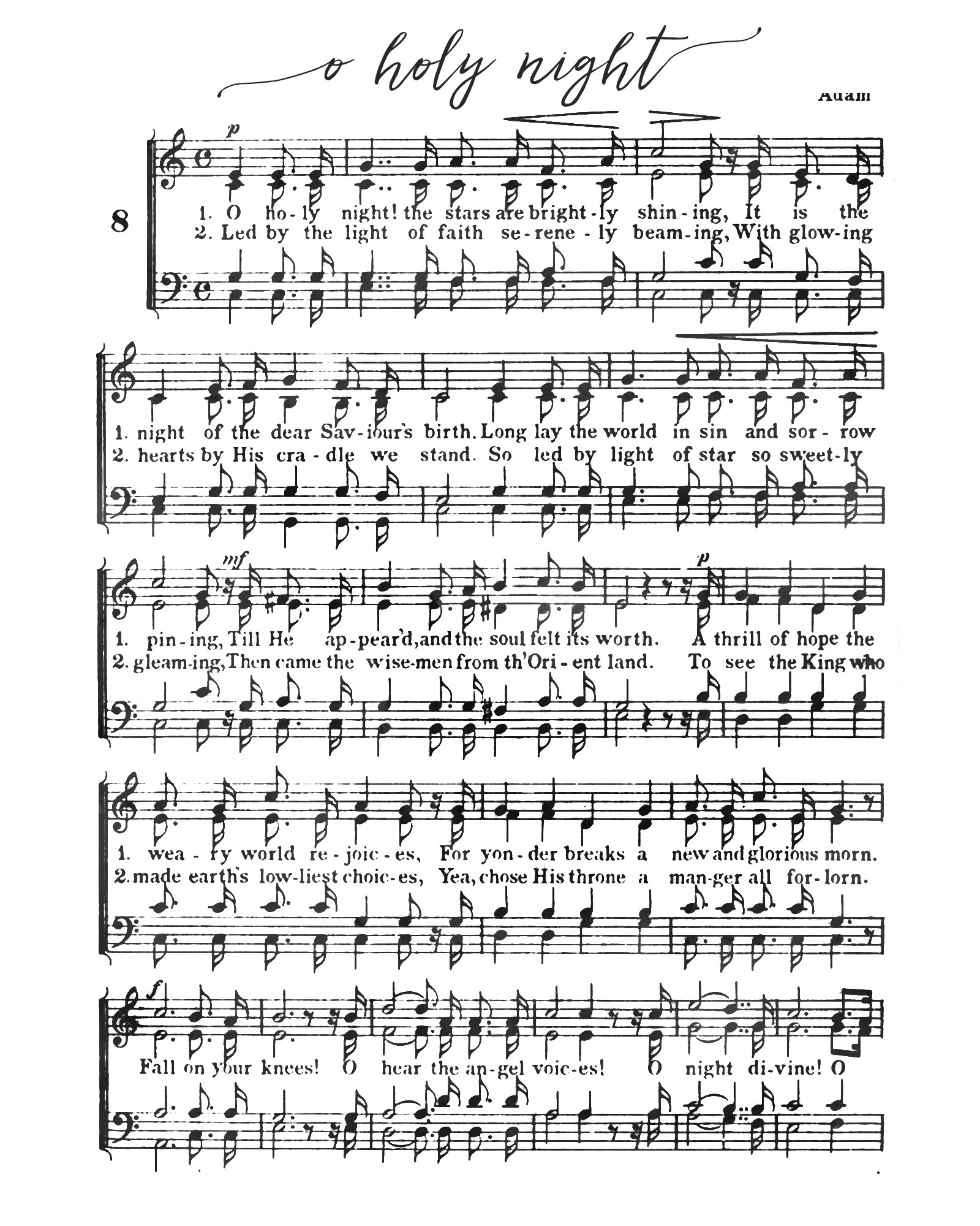 O Holy Night - Free Printable Christmas Sheet Music - Our regarding Free Printable Sheet Music For O Holy Night
