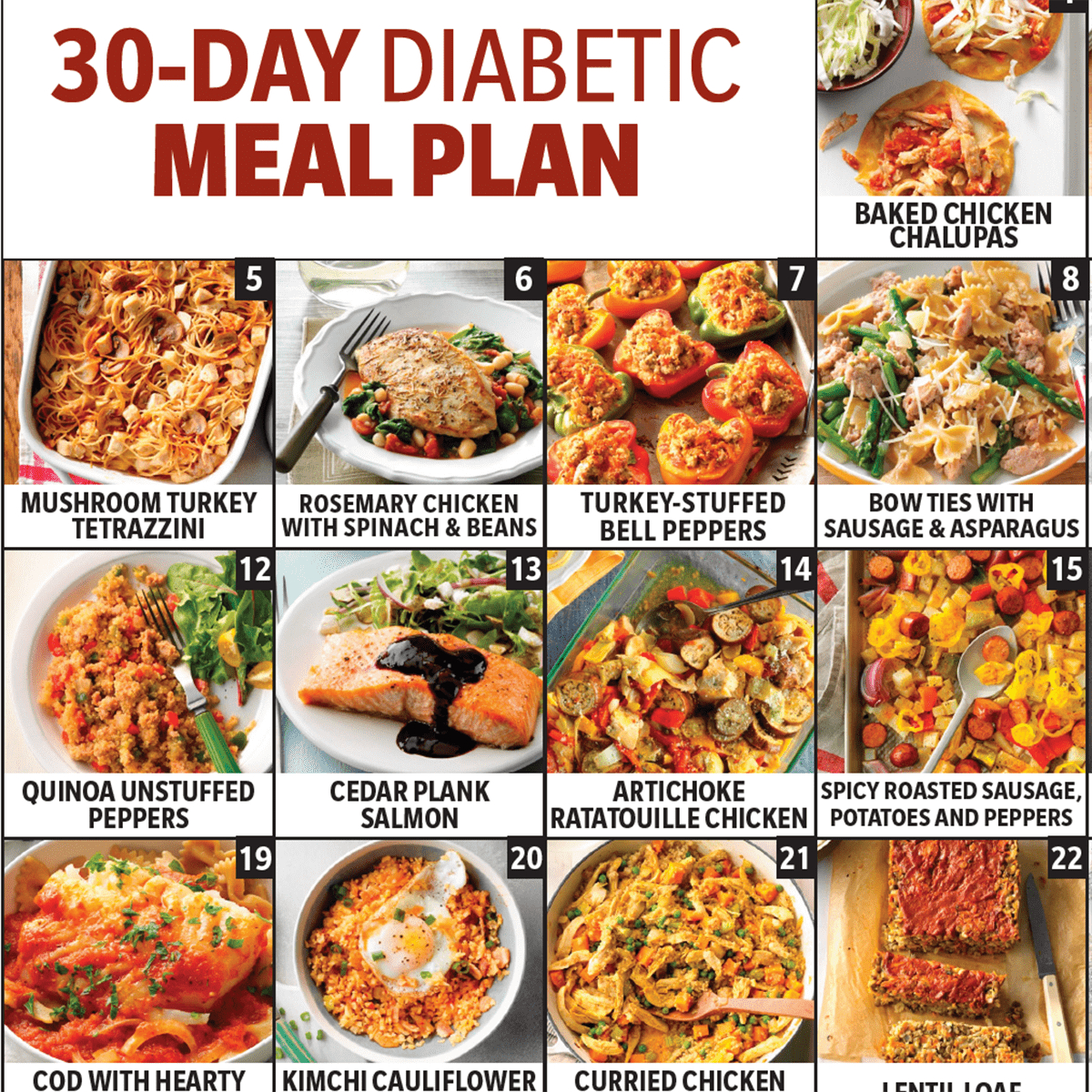 Our 30-Day Diabetic Meal Plan (With A Pdf!) I Taste Of Home within Diabetic Diet Meal Plan Printable