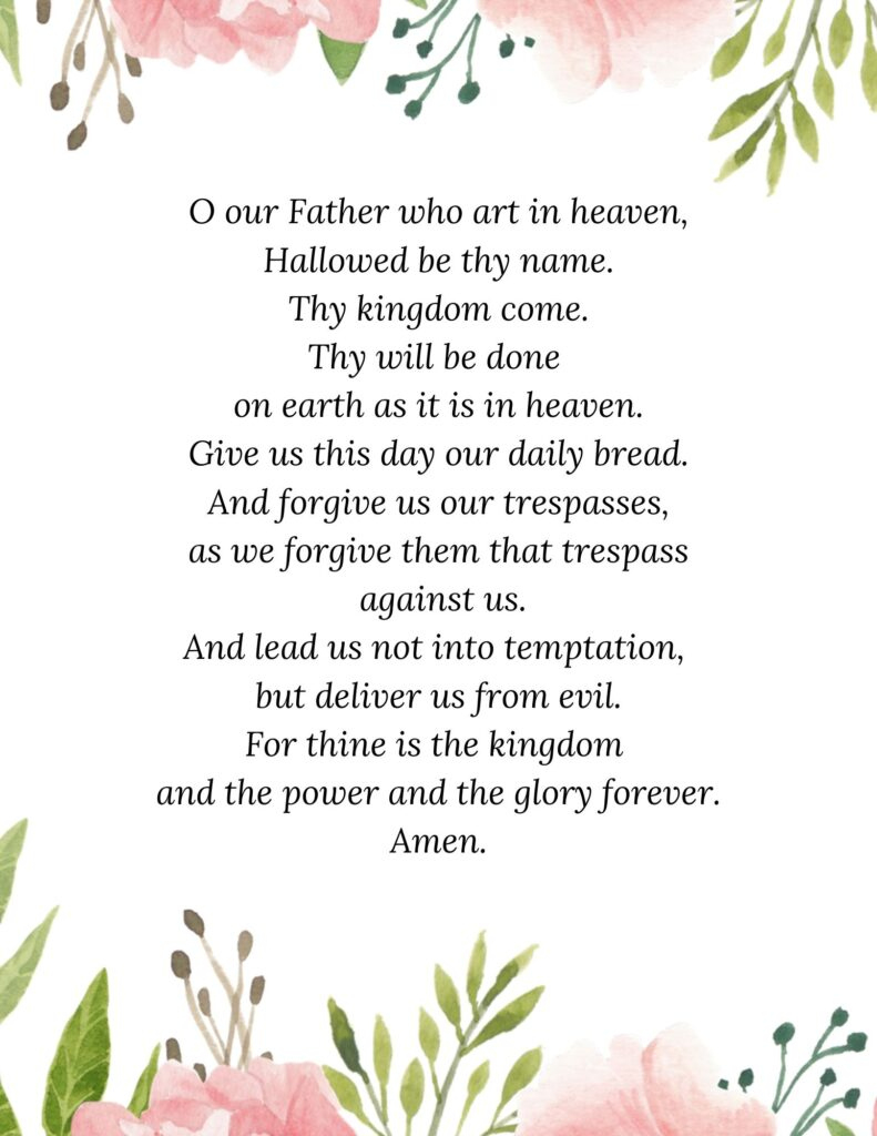 Our Father - The Examen - Icentre At Villanova College in The Our Father Prayer Printable
