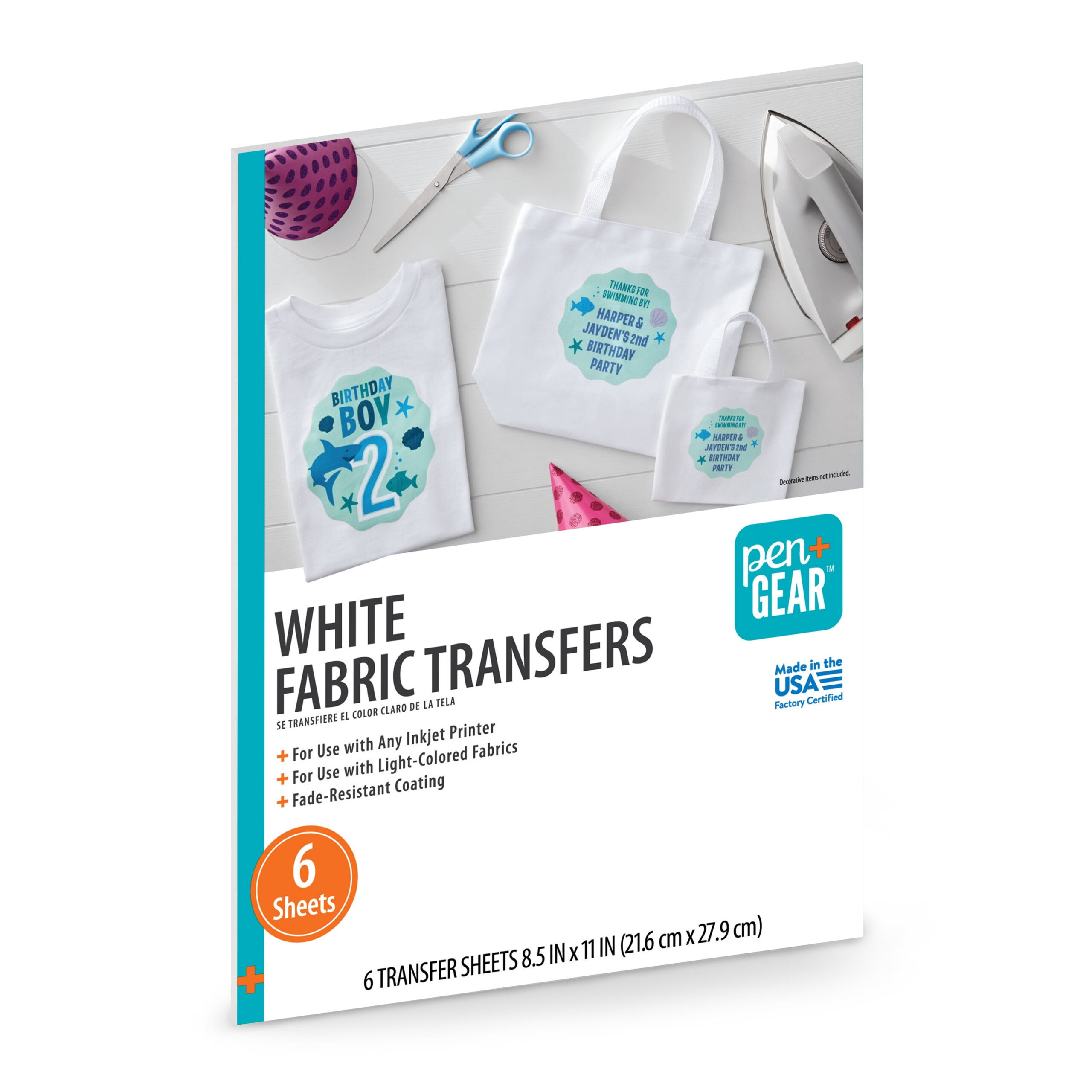 Pen+Gear White Fabric Transfer Paper, Inkjet Printable, 8.5&amp;quot; X 11 throughout Printable Transfer Paper For Fabric