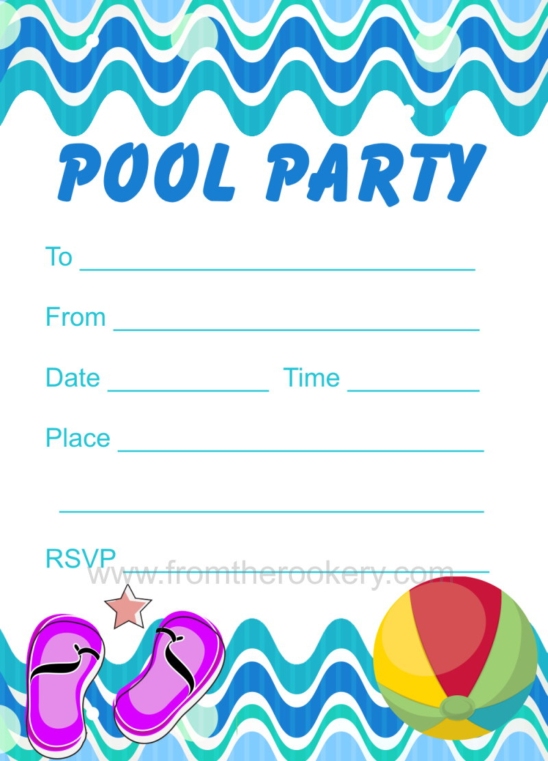 Pool Party Invitation within Free Printable Invitations For Pool Party