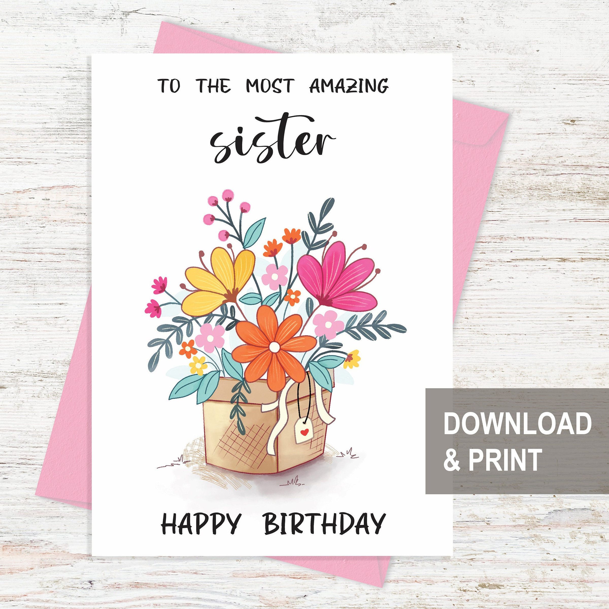 Printable Birthday Card For Sister, Happy Birthday Card Printable inside Printable Birthday Cards For Sister