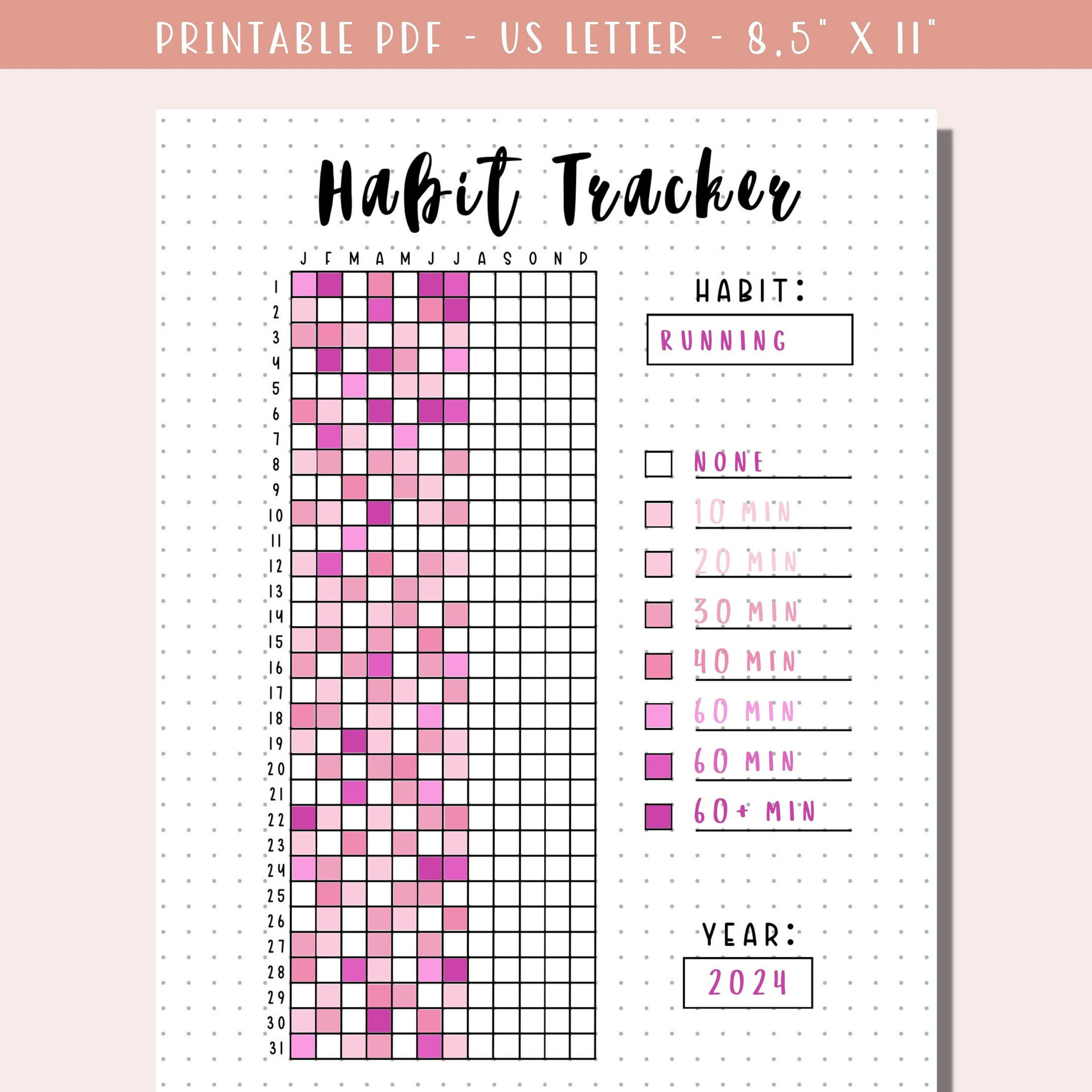 Printable Habit Tracker / Bullet Journal Yearly Tracker / A Year throughout Habit Tracker Printable Bullet Journal