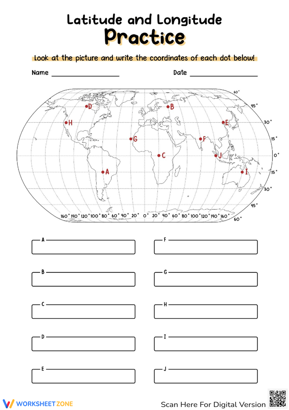 Printable Latitude And Longitude Worksheets for Latitude And Longitude Worksheets Free Printable