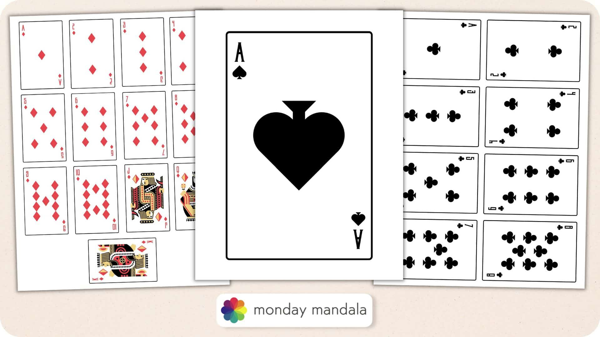 Printable Playing Cards (Free Pdf Sheets In 3 Sizes) for Free Printable Deck of Playing Cards