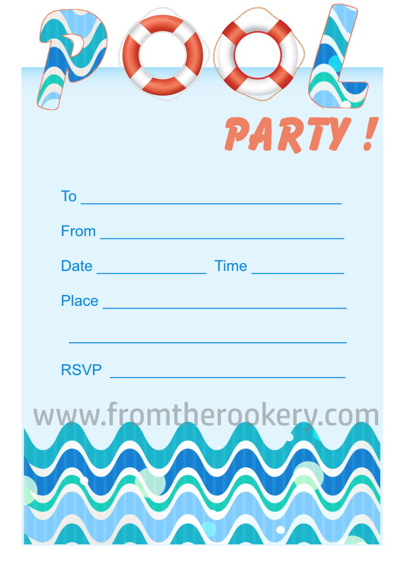 Printable Pool Party Invites throughout Free Printable Invitations For Pool Party