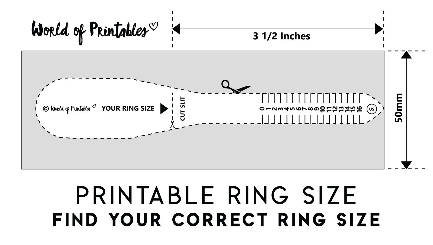 Printable Ring Size Chart - Find Your Ring Size Easy - World Of throughout Men&amp;amp;#039;s Ring Sizer Printable