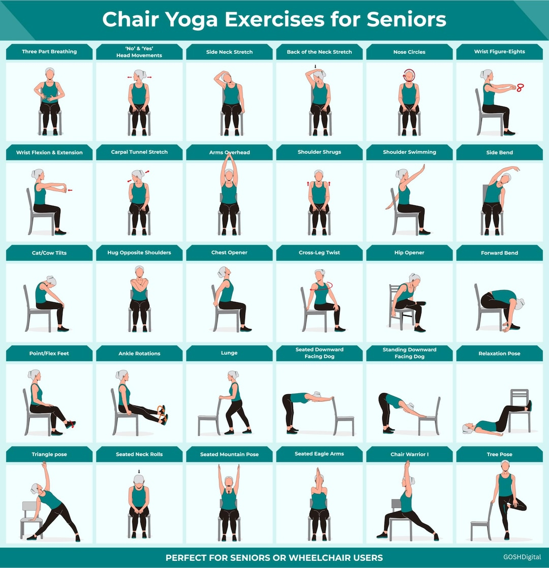Printable Seated Chair Yoga For Seniors Printable Chair Exercises in Printable Chair Yoga For Seniors With Pictures