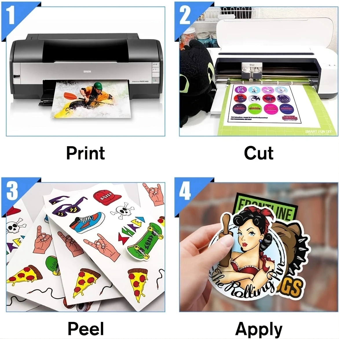 Printable Vinyl Sticker Paper For Inkjet Laser Printer Glossy White Matte  20 Self-Adhesive Sheets Waterproof Decal Paper 8.5X11&amp;#039; - Aliexpress for Inkjet Printer For Printable Vinyl