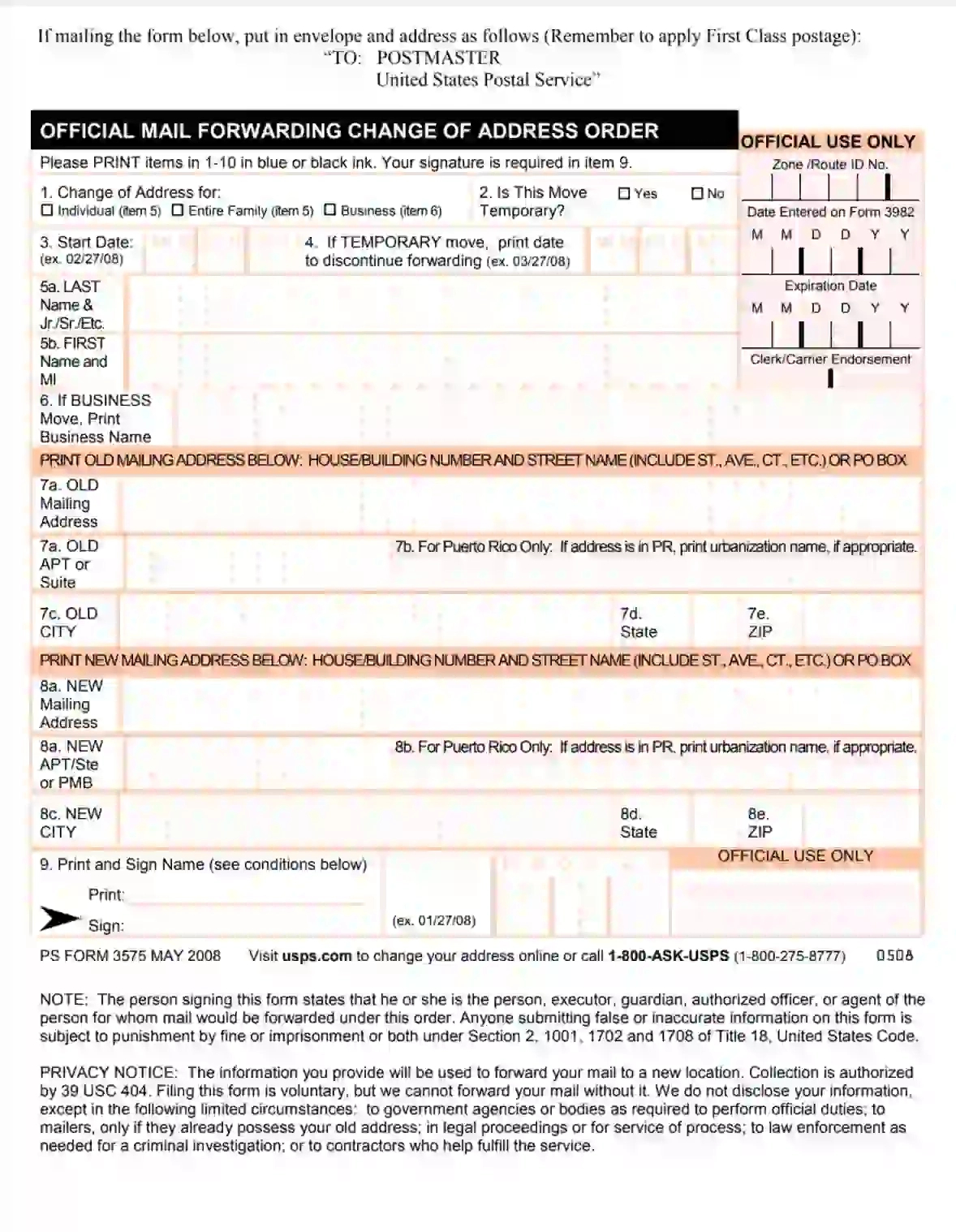 Ps Form 3575 ≡ Fill Out Printable Pdf Forms Online for Change Of Address Form Usps Printable