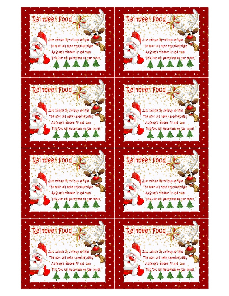Reindeer Food Free Printable Labels - Printable Party Favors for Reindeer Food Labels Printable Free