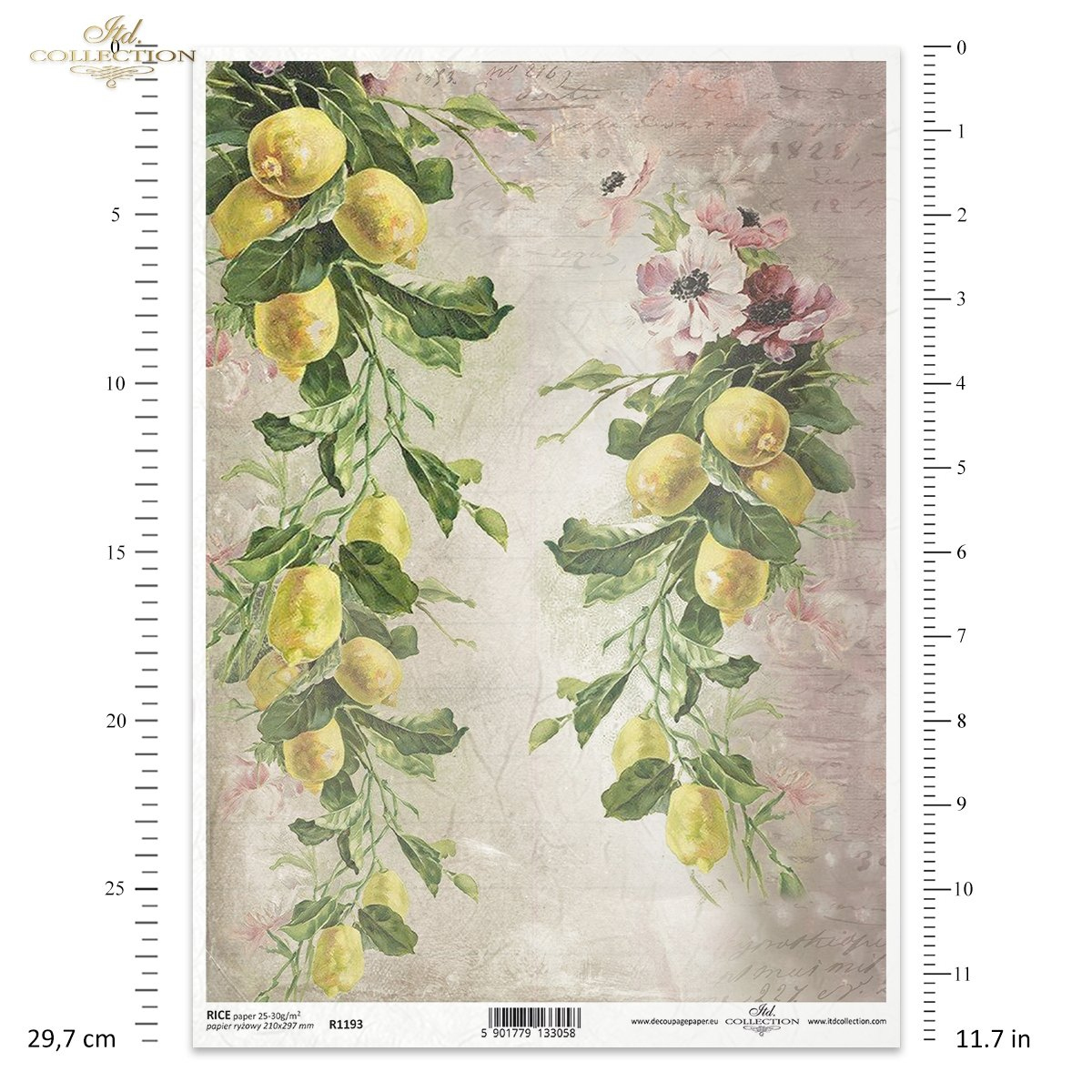 Reispapier R1193 * Papier Für Decouper, Vintage, Zitronen in Printable Rice Paper For Decoupage