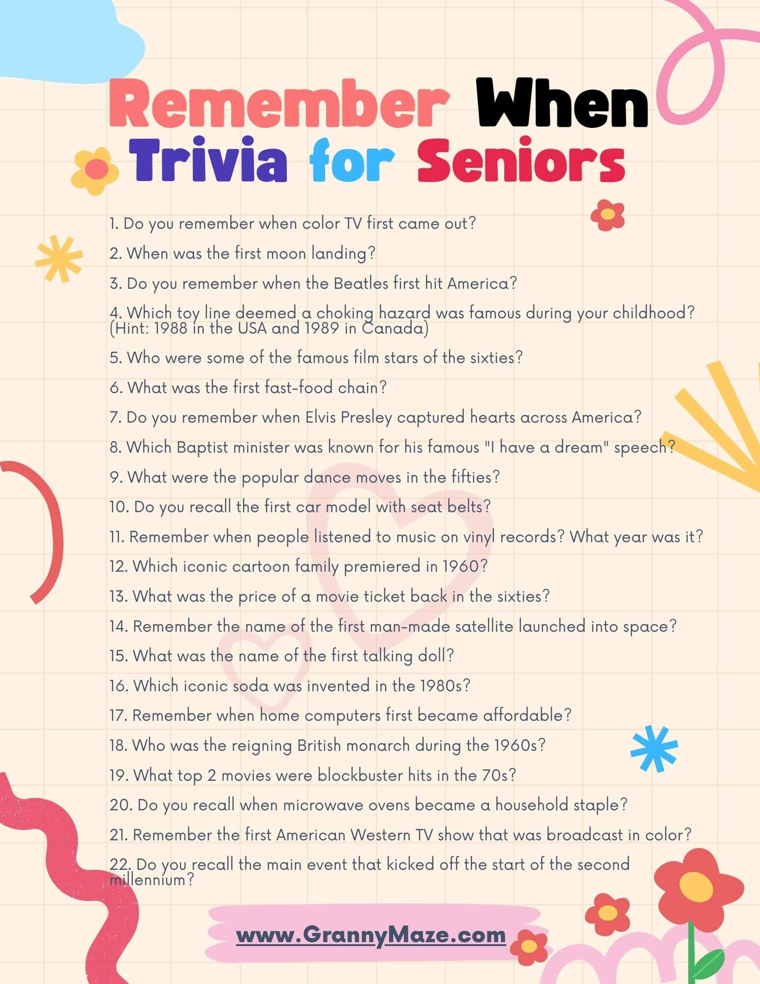 Remember When Trivia For Seniors: Boost Your Brainpower pertaining to Trivia For Seniors with Answers Printable