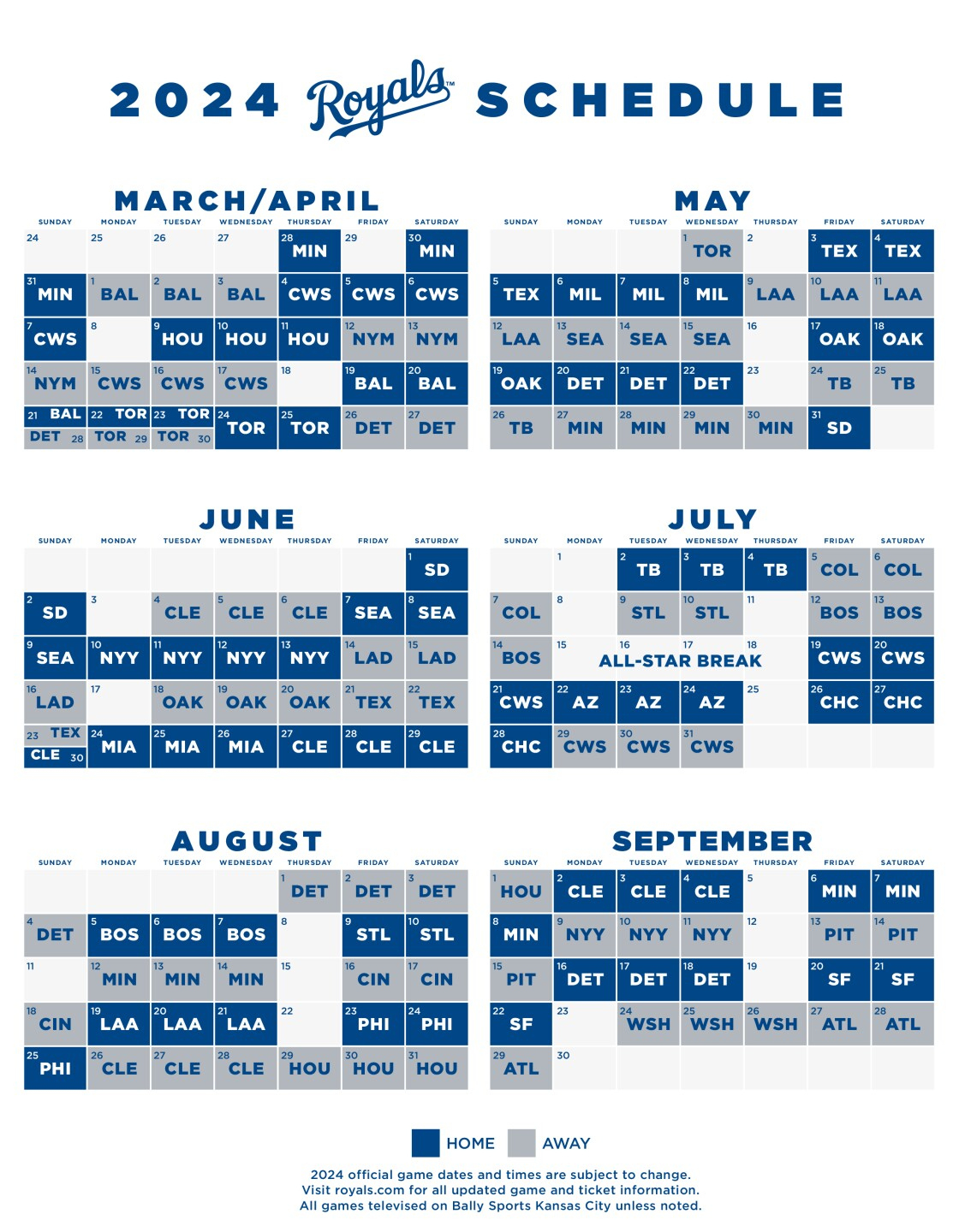 Royals Announce Game Times For 2021 Regular Season Schedule | intended for Kansas City Royals Printable Schedule