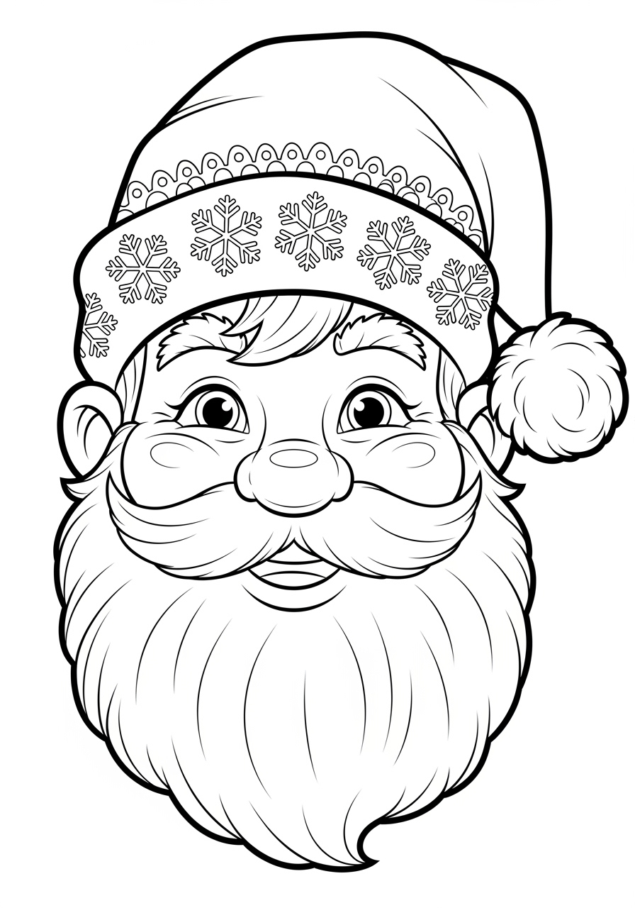 Santa Claus Face Coloring Page For Kids - Free Printable with regard to Free Printable Santa Claus Face