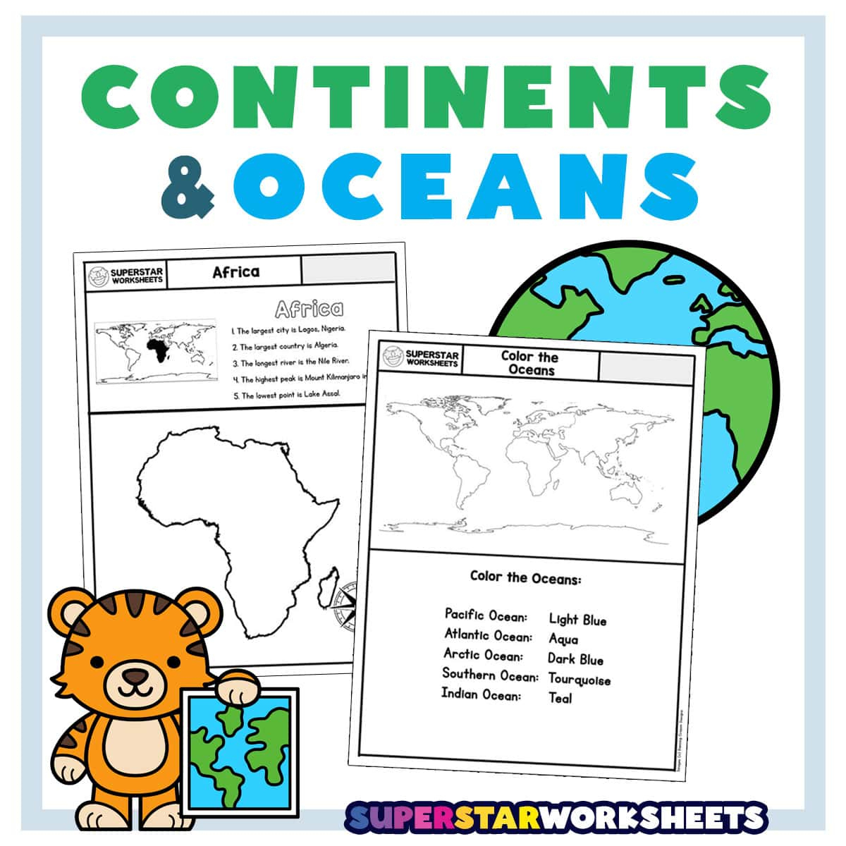 Seven Continents &amp;amp; Oceans Worksheets - Superstar Worksheets for Free Printable Worksheets On Continents And Oceans