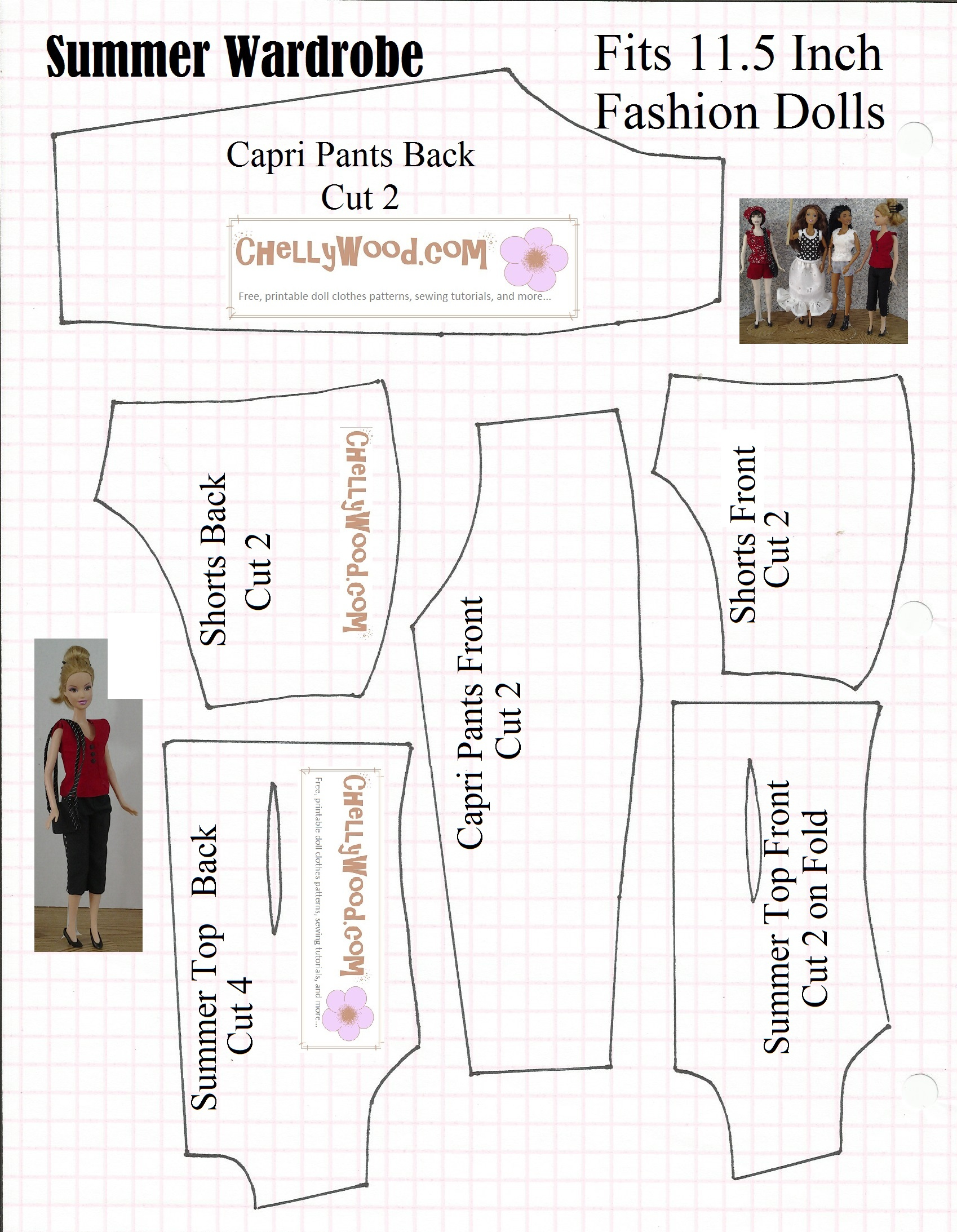 Sew A Summer Wardrobe For #Barbies Or Other #Fashiondolls with regard to Free Printable Sewing Patterns For Barbie Doll Clothes