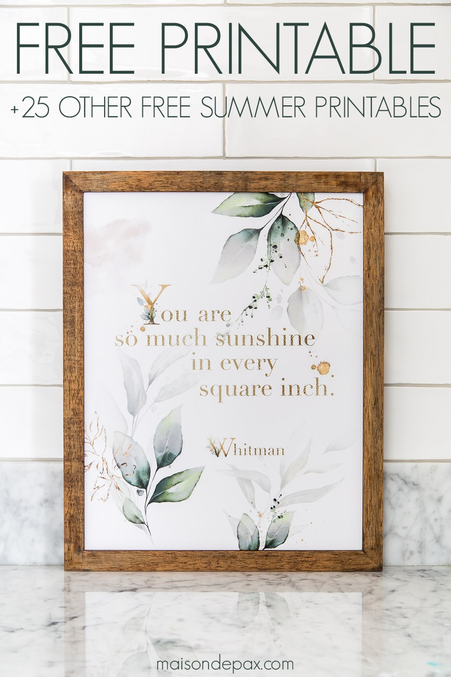 So Much Sunshine Printable Wall Art - Maison De Pax within Free Printable Wall Art