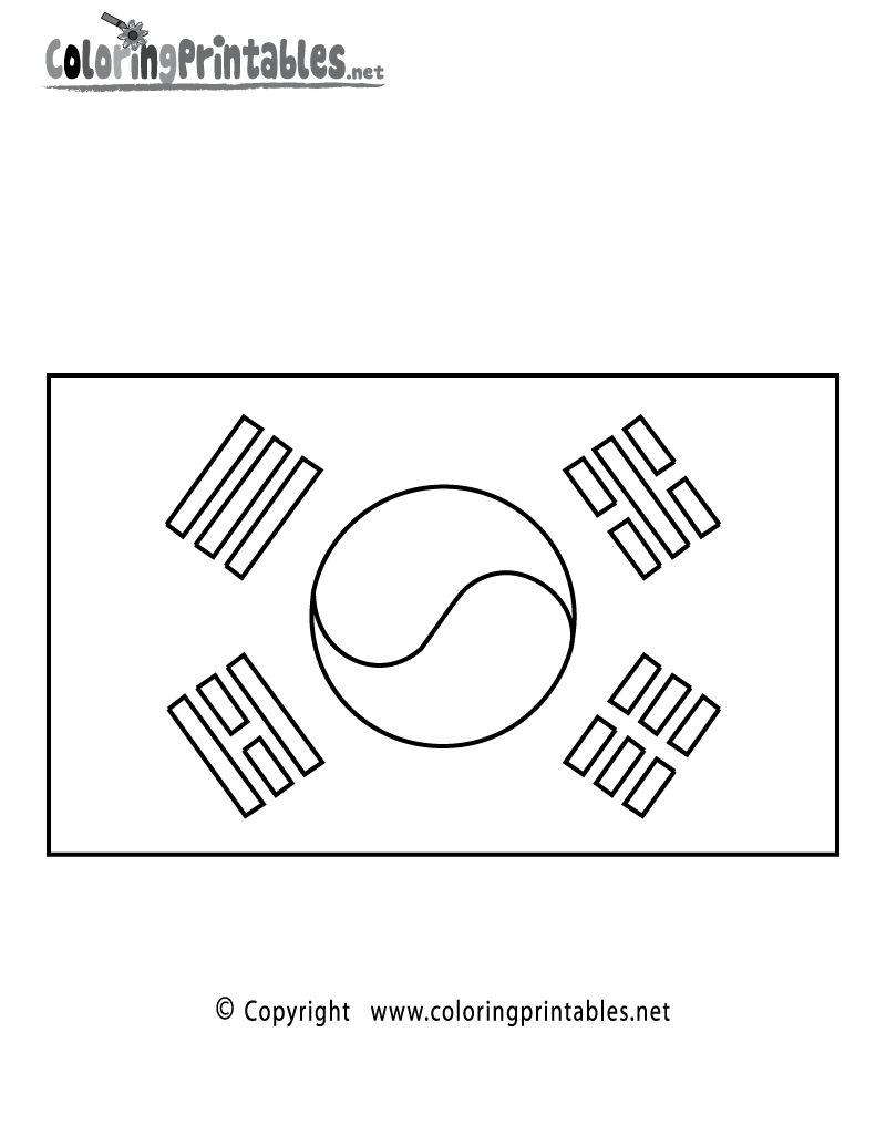 South Korea Flag Coloring Page - A Free Travel Coloring Printable in Flag of South Korea Printable