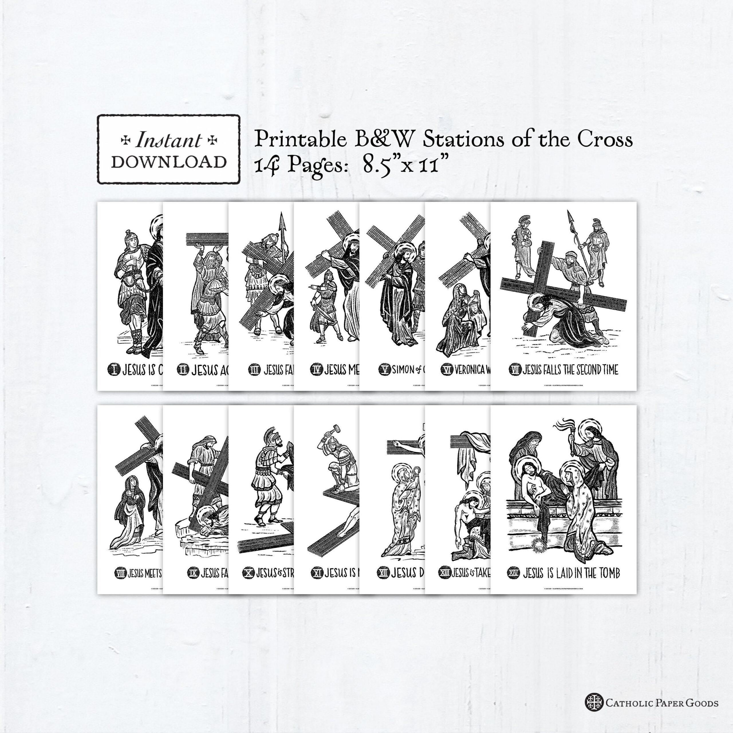 Stations Of The Cross 8.5 X 11 Black &amp;amp; White Art Prints, Printable with regard to Station of the Cross Printable