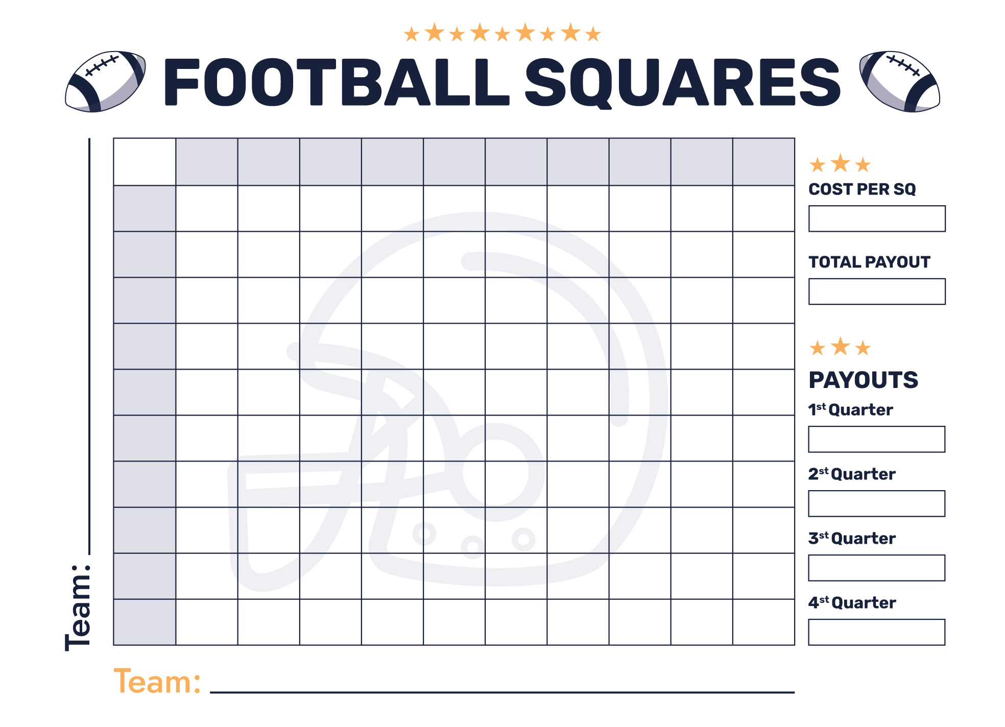 Super Bowl 100 Squares Free Google Docs Template - Gdoc.io inside 100 Square Printable Football Pool