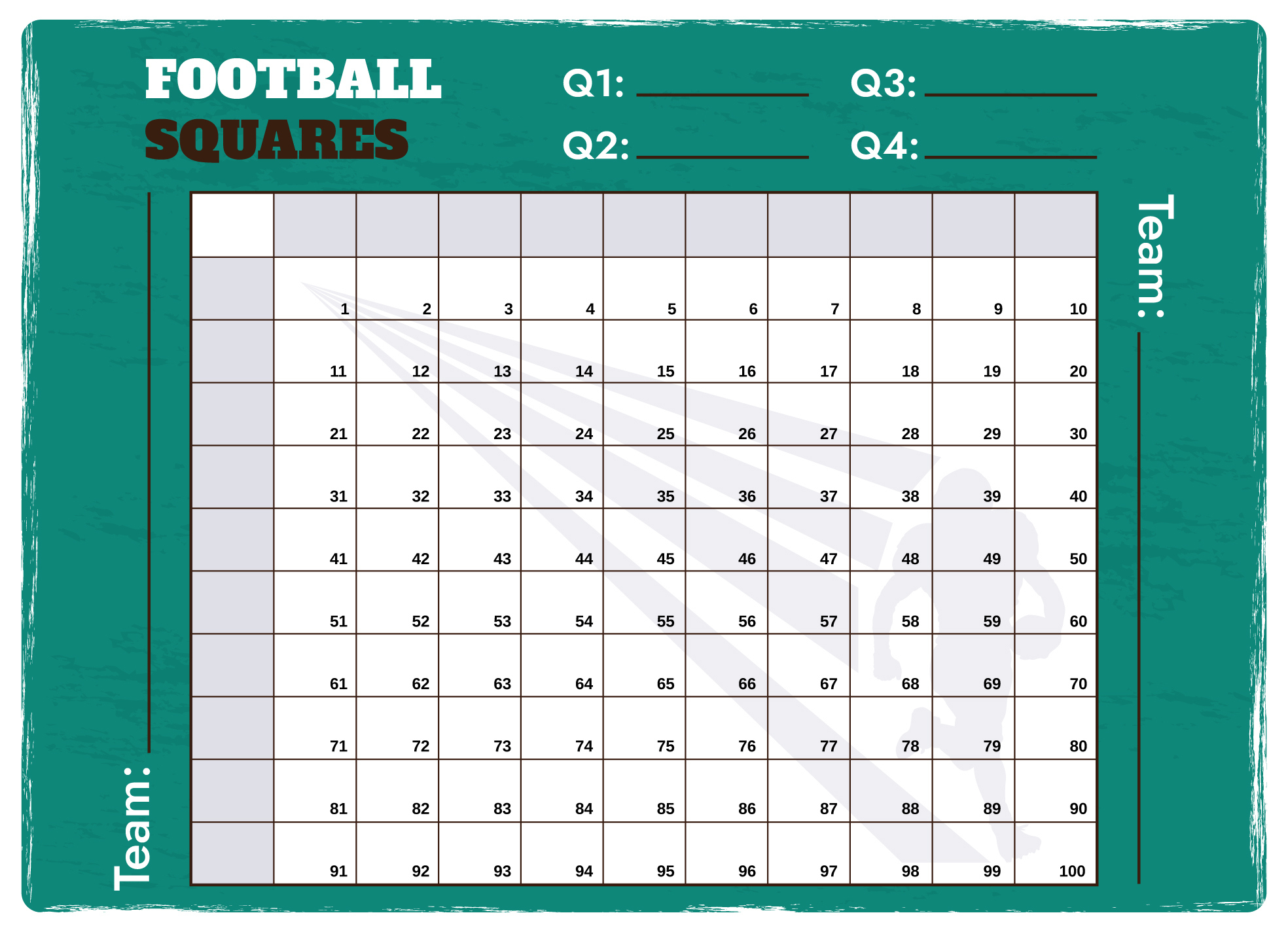 Super Bowl Squares With Numbers Free Google Docs Template - Gdoc.io in 100 Square Printable Football Pool