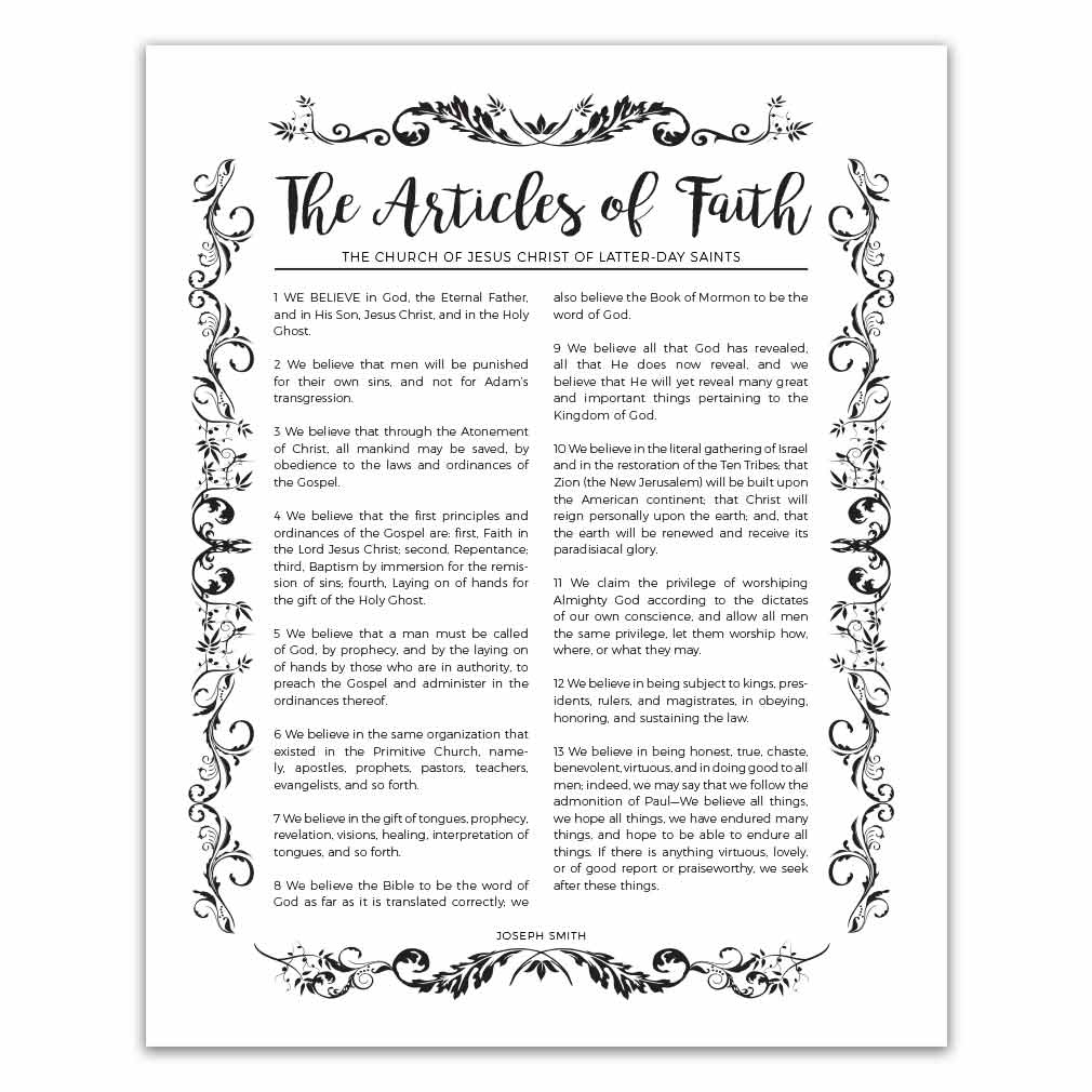 The Articles Of Faith Poster - Organic Style pertaining to Lds Articles of Faith Printable