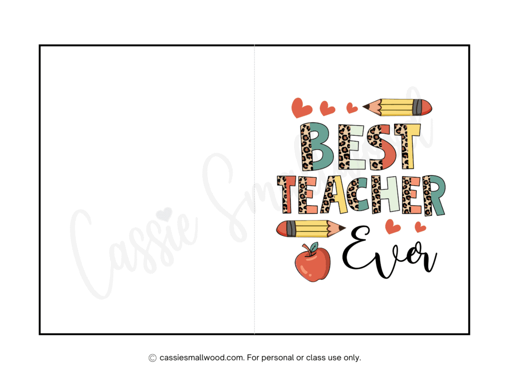 The Best Teacher Thank You Cards (21 Free Printables) - Cassie regarding Free Printable Teachers Day Card