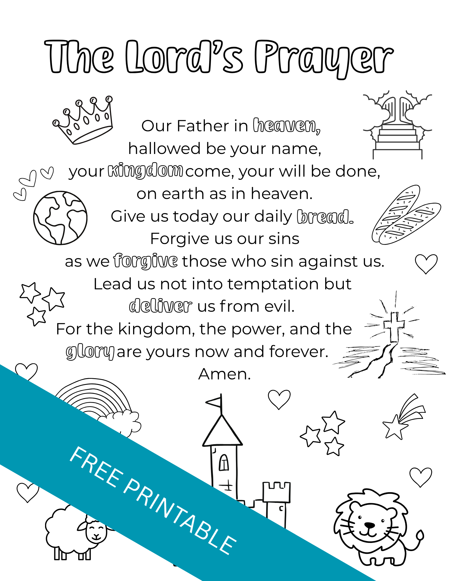 The Lord&amp;#039;S Prayer Printable For Kids - Out Upon The Waters intended for Free Printable the Lords Prayer
