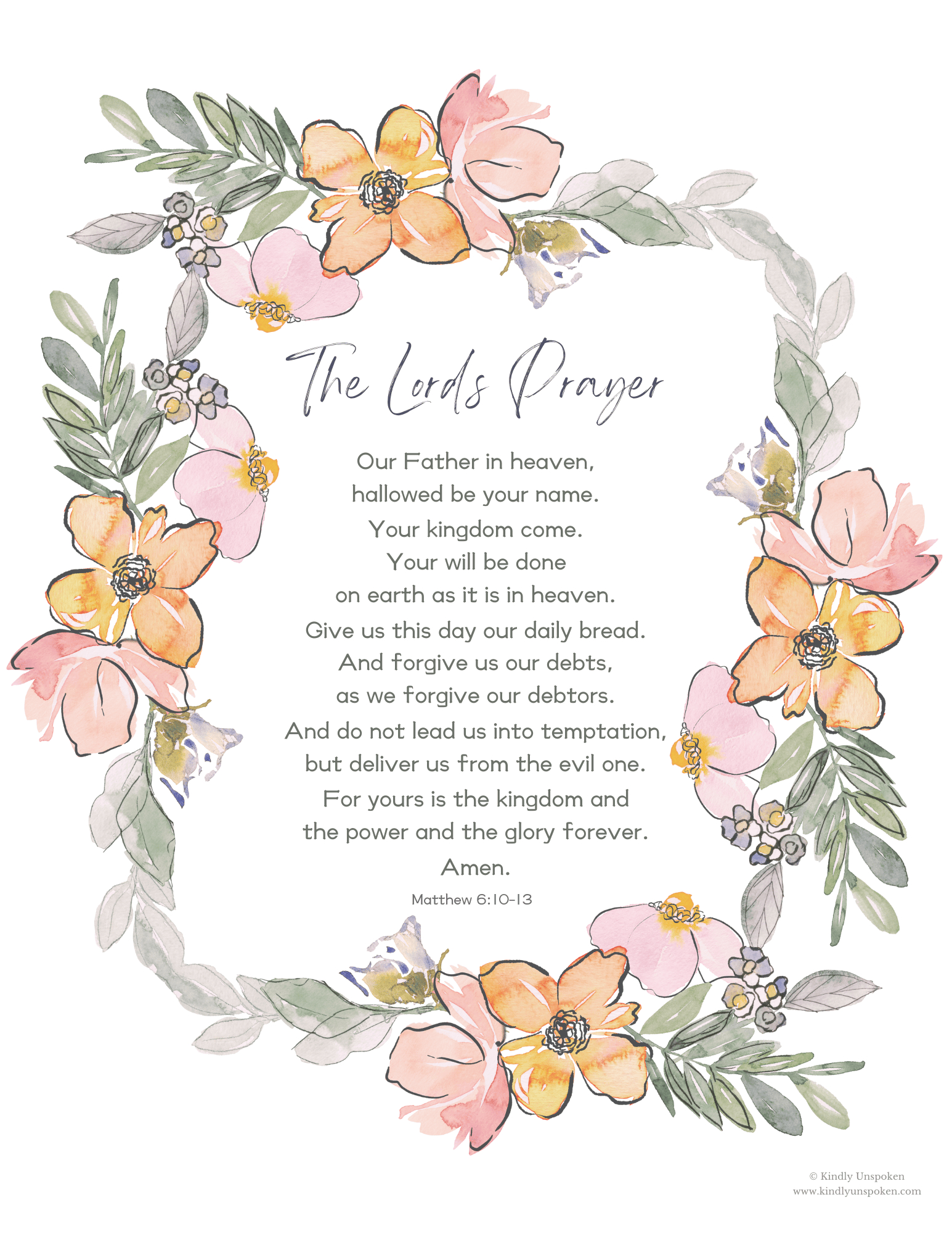 The Lord&amp;#039;S Prayer Printable Pdf - Free Bible Wall Art - Kindly regarding Free Printable The Lords Prayer