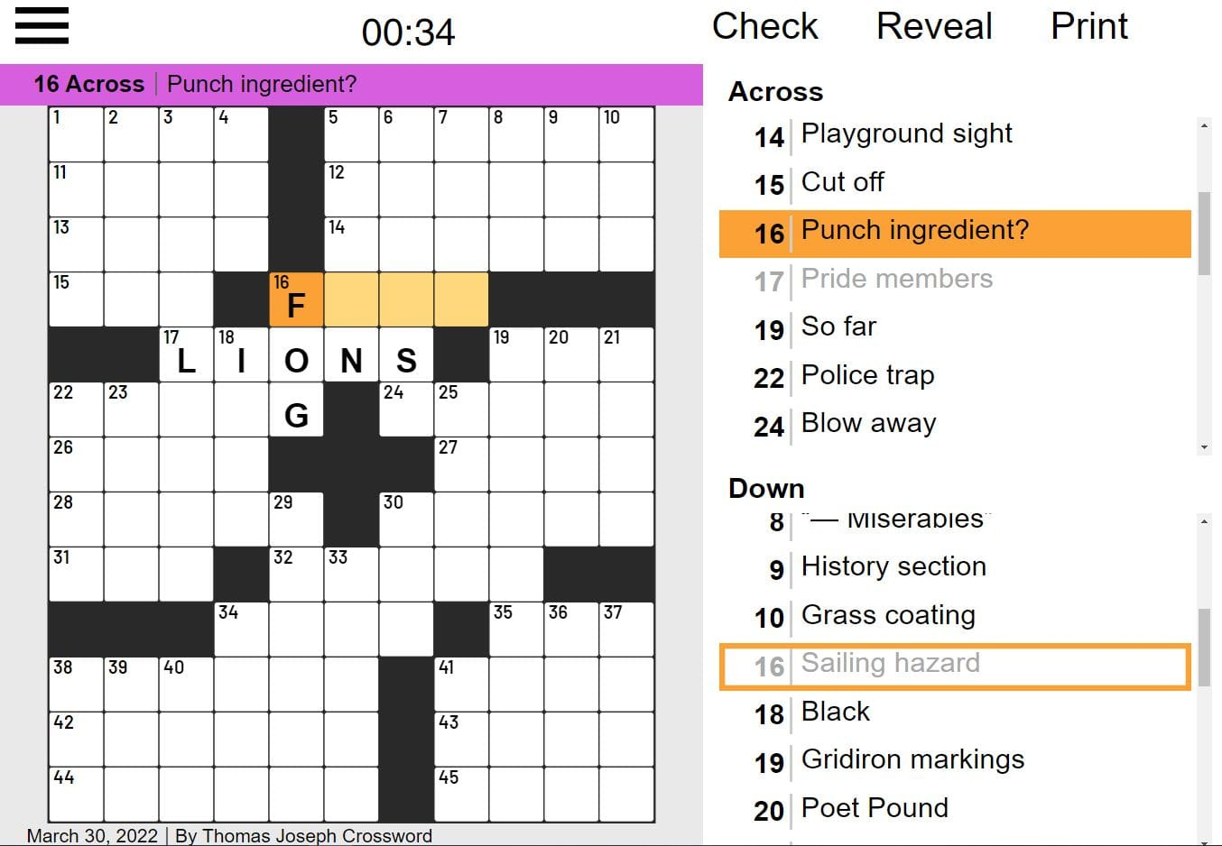 Thomas Joseph Crossword | Instantly Play Thomas Joseph Crossword intended for Thomas Joseph Crossword Puzzle Printable