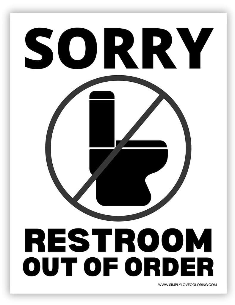 Toilet Out Of Order Sign (Free Pdf Printables) - Simply Love Coloring regarding Free Out Of Order Sign Printable
