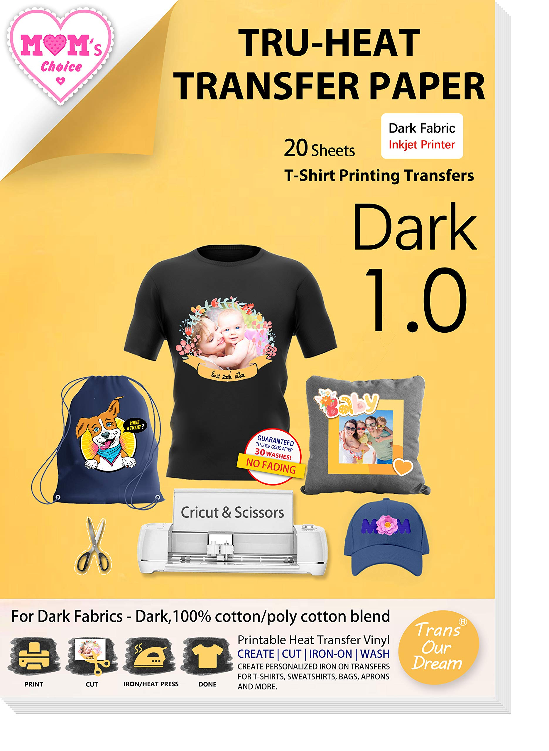 Transourdream Tru-Iron Heat Transfer Paper For Dark Fabric - 20 with regard to Printable Heat Transfer Vinyl For Dark Fabrics
