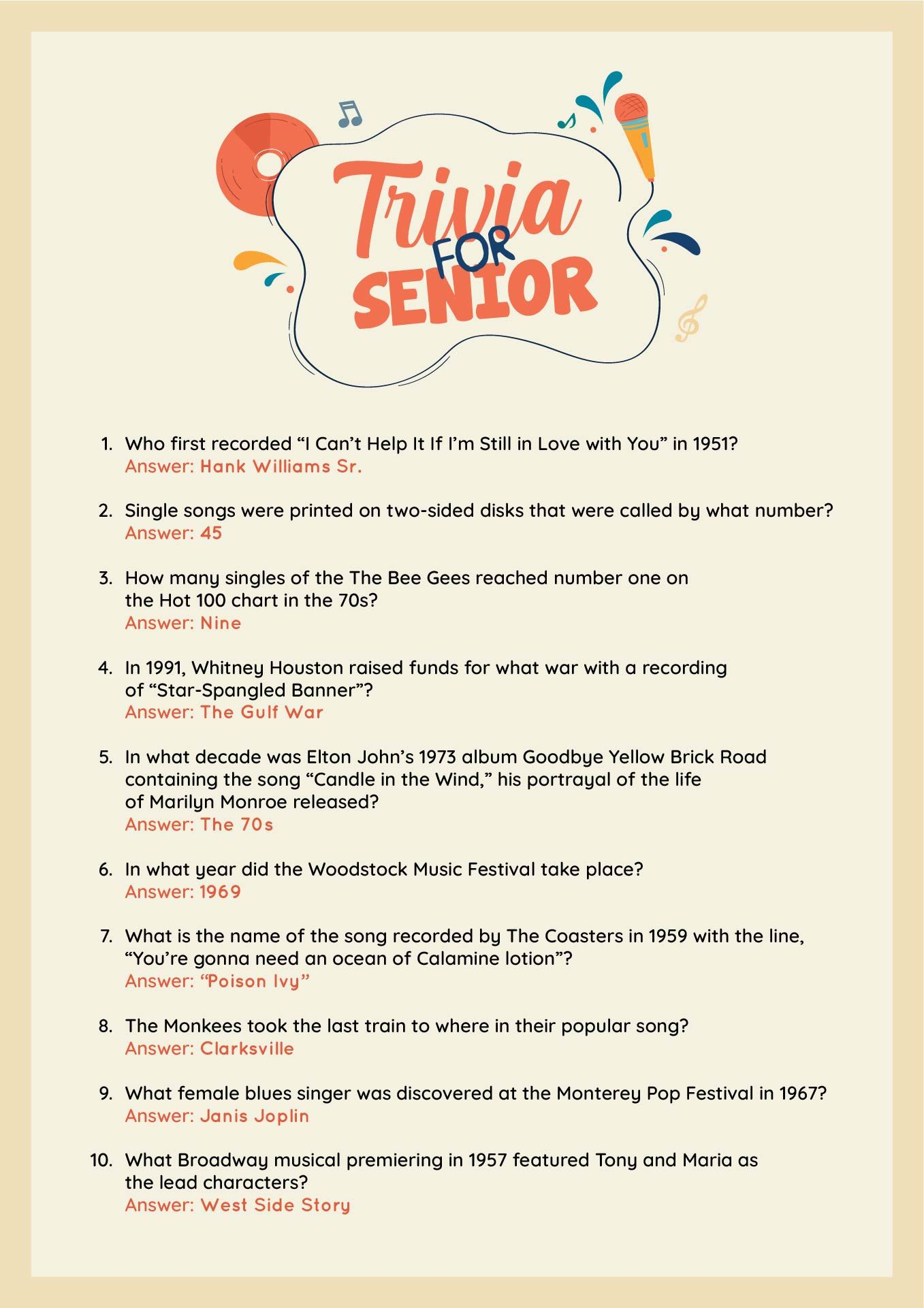 Trivia Questions And Answers - 10 Free Pdf Printables | Printablee with Trivia For Seniors with Answers Printable
