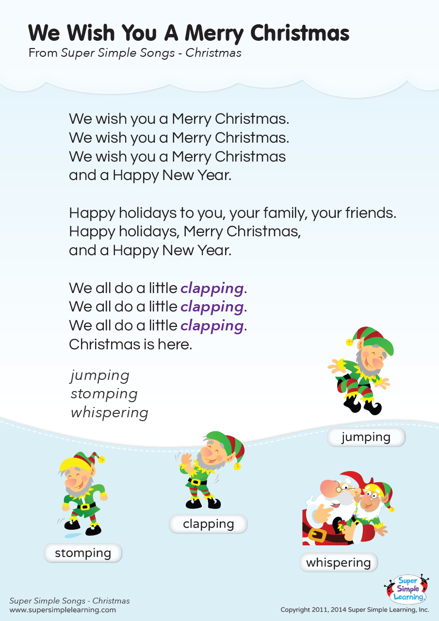 We Wish You A Merry Christmas Lyrics Poster - Super Simple intended for Free Printable Christmas Song Lyrics