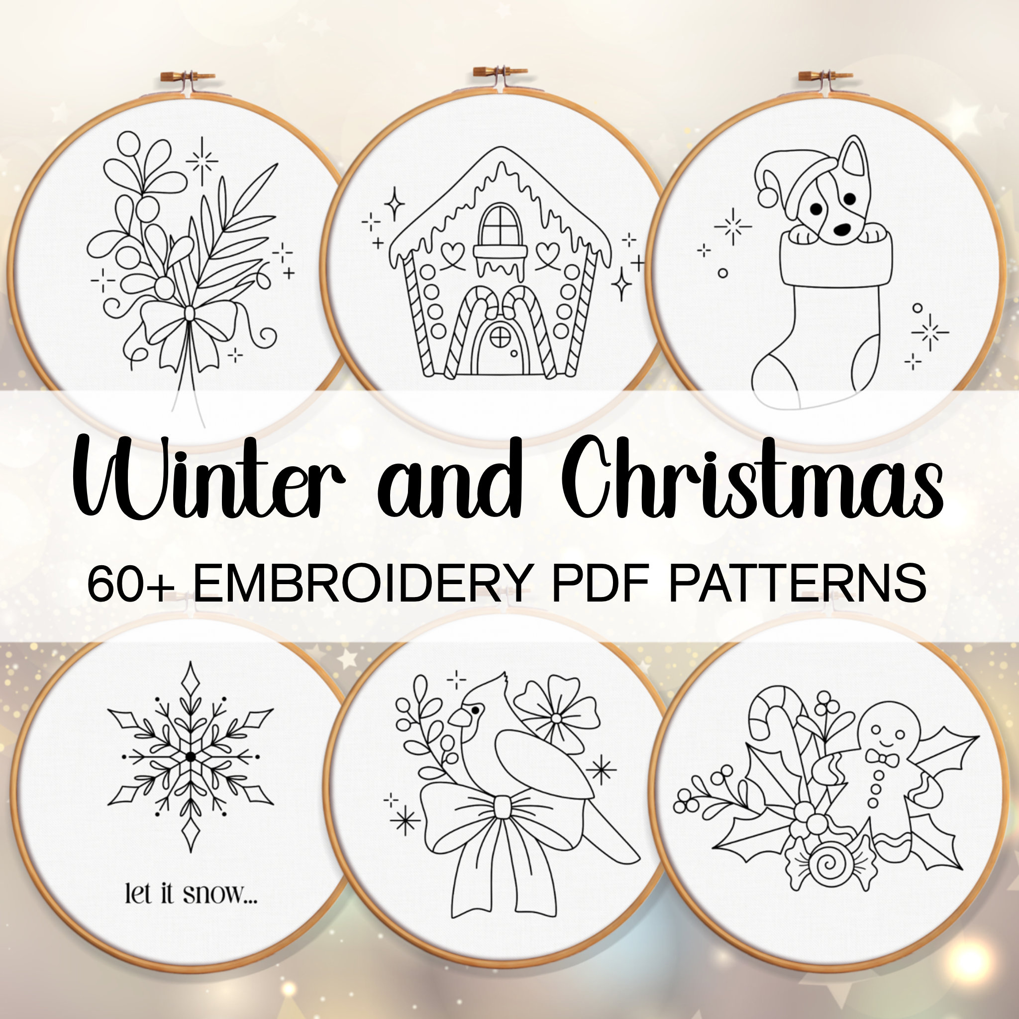 Winter And Christmas Embroidery Pattern Bundle Download, Pdf regarding Free Printable Christmas Embroidery Patterns