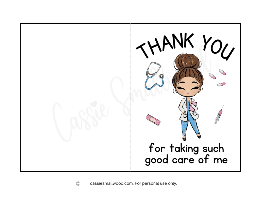 10 Cute Nurse Thank You Cards (Free Printable) - Cassie Smallwood with regard to Nurse Thank You Cards Printable