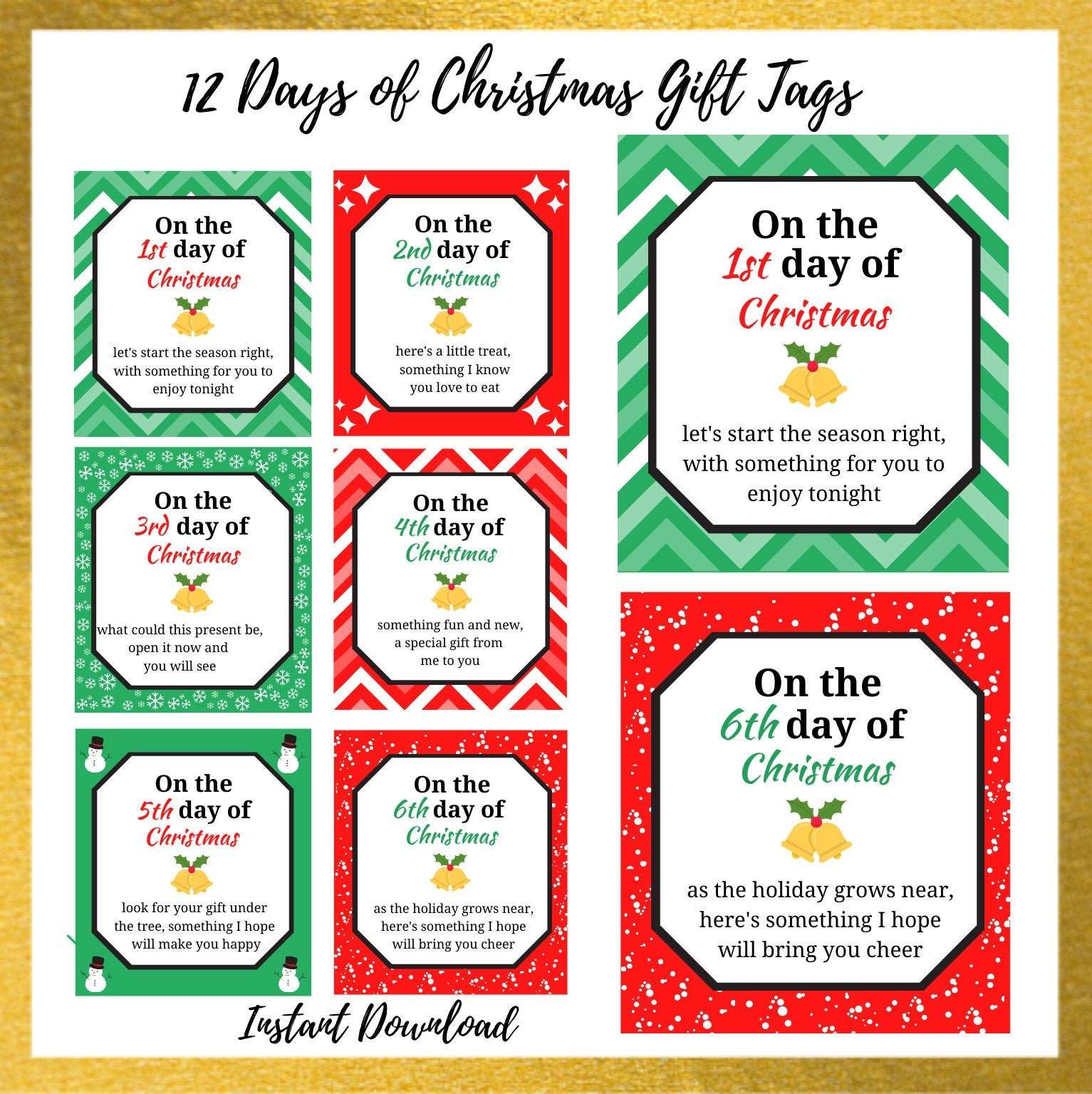 12 Days Of Christmas Gift Tags | 12 Days Of Christmas Printable intended for Printable 12 Days Of Christmas Tags