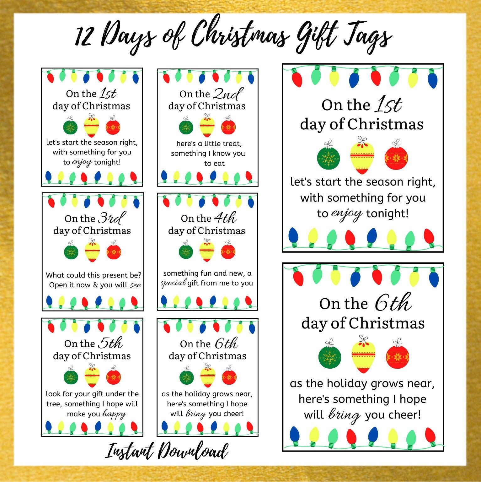 12 Days Of Christmas Gift Tags | 12 Days Of Christmas Printable pertaining to Printable 12 Days Of Christmas Tags