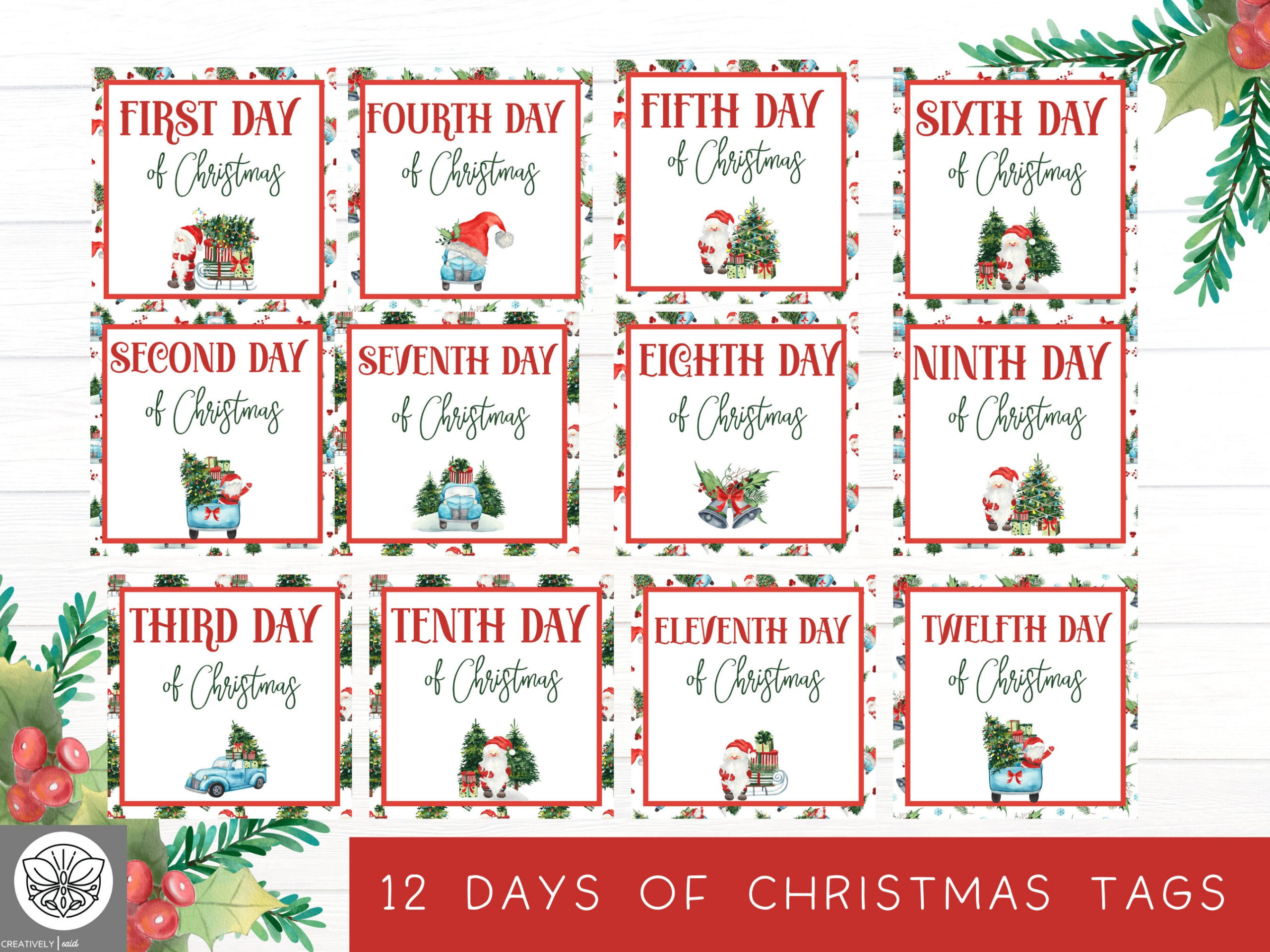 12 Days Of Christmas Tags | Twelve Days Of Christmas | Printable for 12 Days Of Christmas Printable Tags