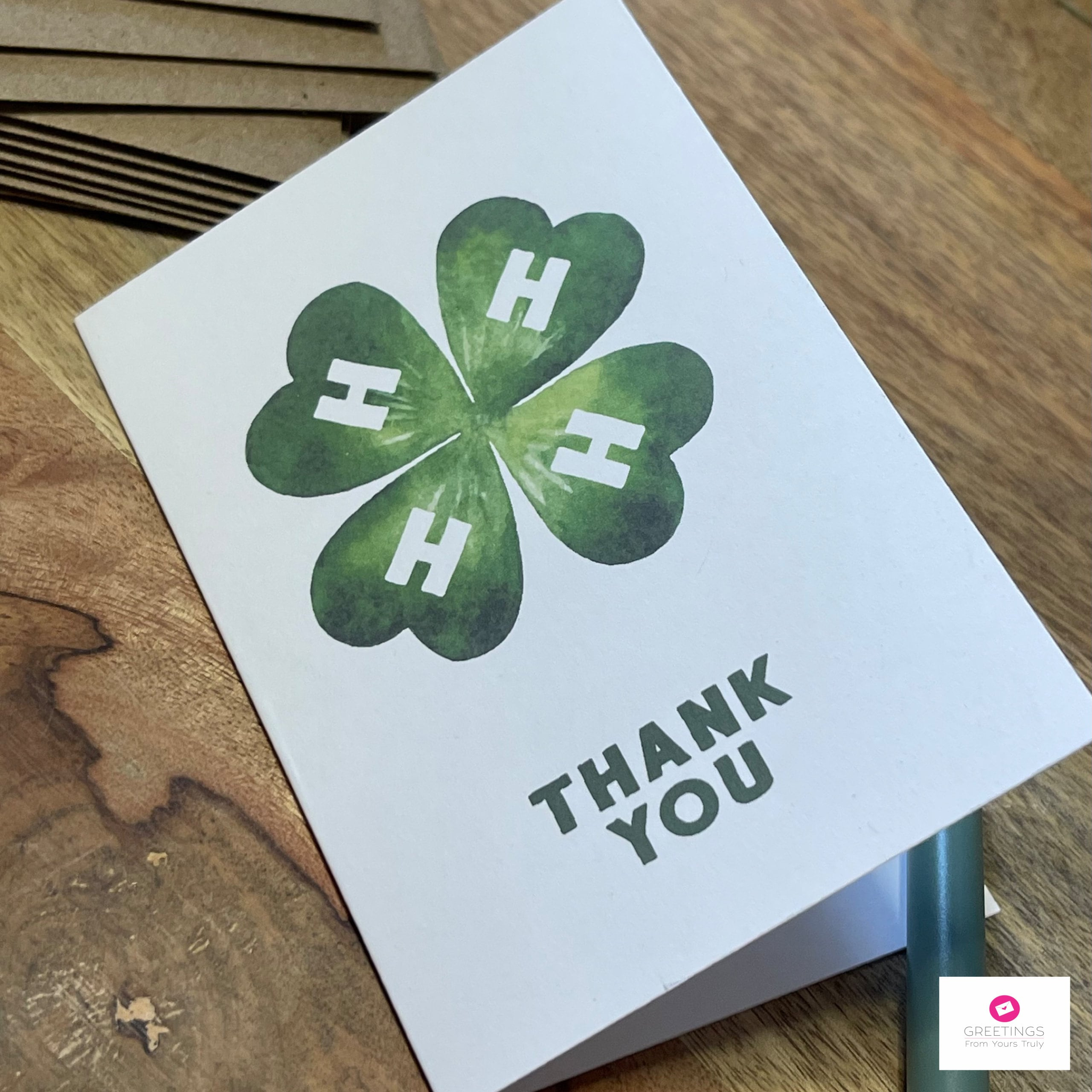 4-H Thank You Card: Clover Notecard - Etsy.de throughout 4h Thank You Cards Printable