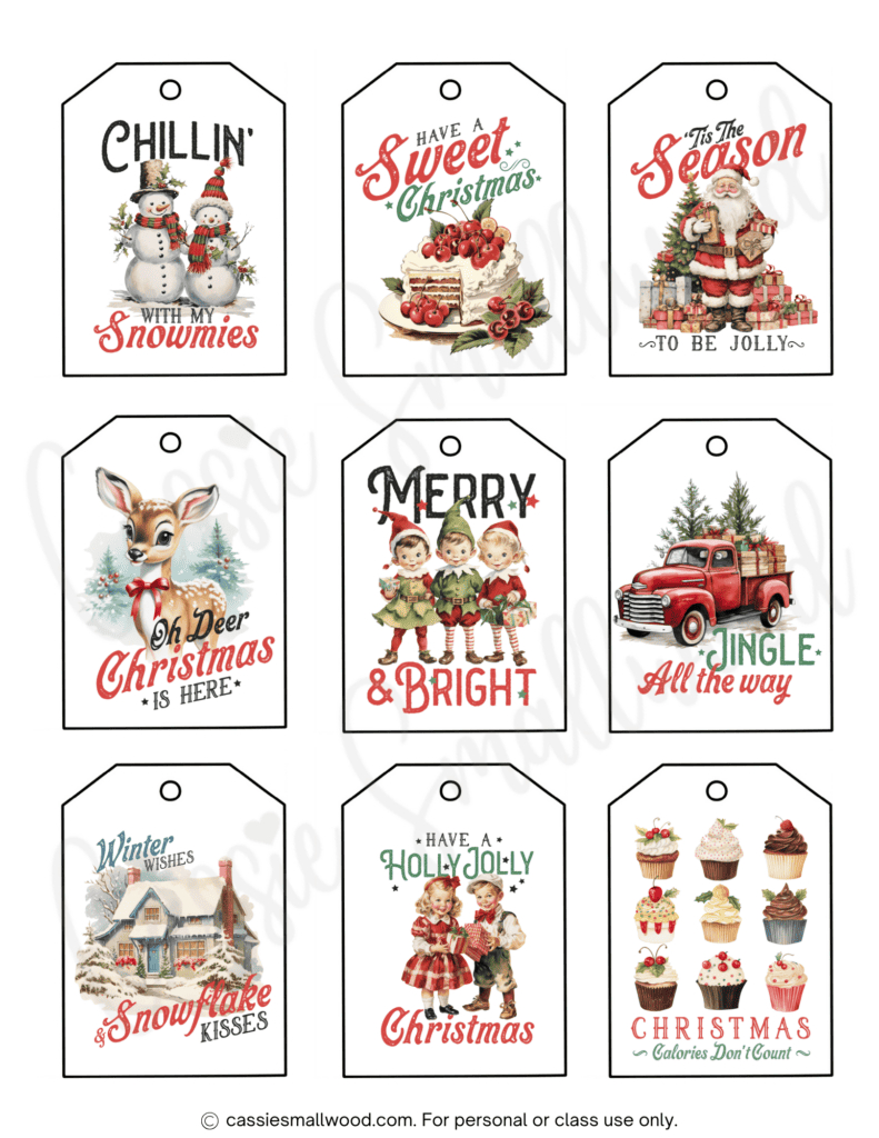 400+ Cutest Printable Christmas Tags (Free Pdf) - Cassie Smallwood pertaining to Printable Vintage Christmas Tags