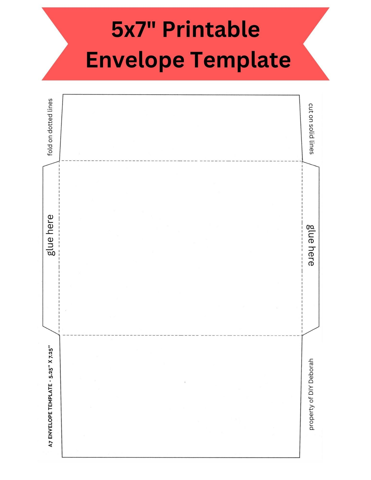 5X7&amp;quot; Printable Foldable Envelope Template, Instant Digital throughout Printable Christmas Card Envelopes 5X7