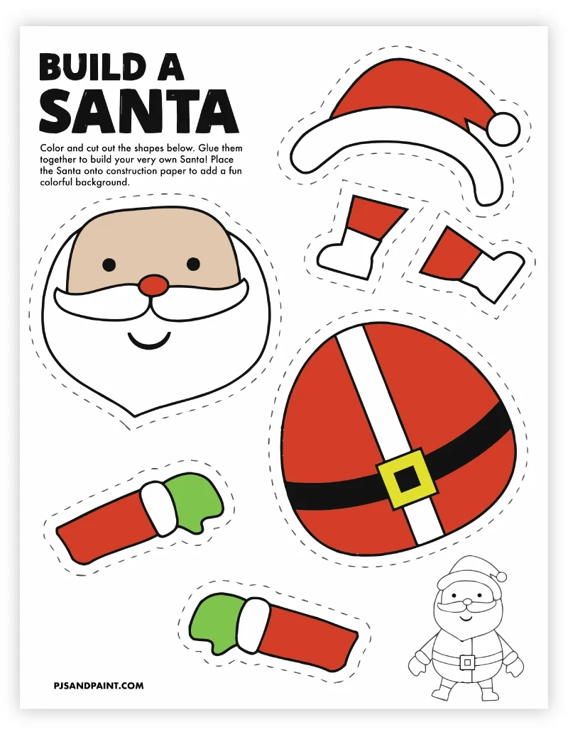 8 Free Printable Christmas Themed Cut And Paste Projects - Pjs And in Christmas Printables