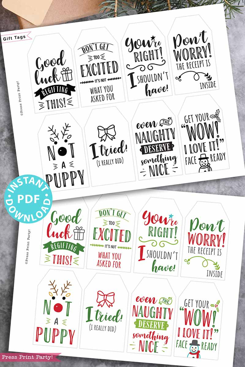 80 More Funny Christmas Tags Printable - Set 2 - Press Print Party! in Printable Funny Christmas Tags