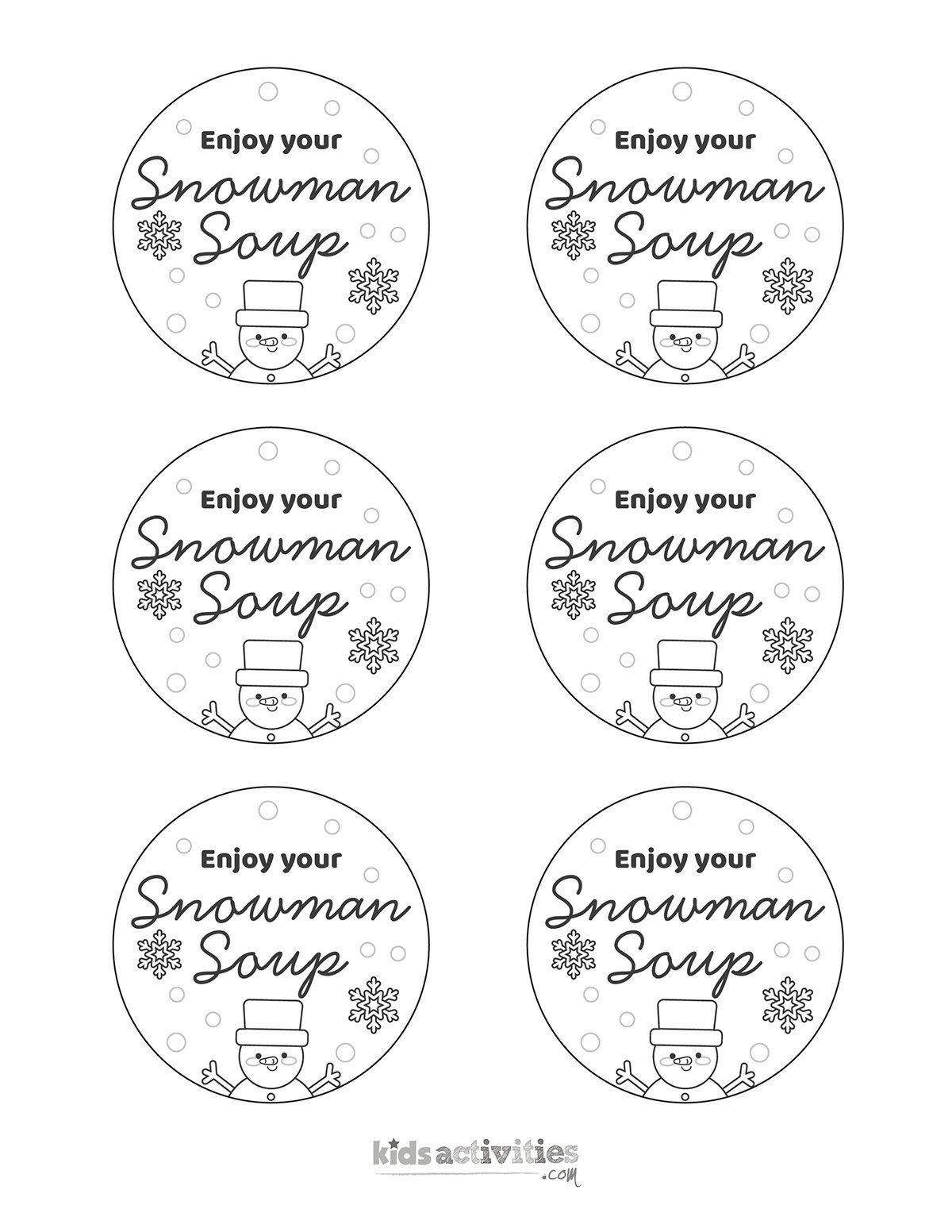 A Delightful Snowman Soup Gift With Free Printables Kids regarding Snowman Soup Printable For Adults
