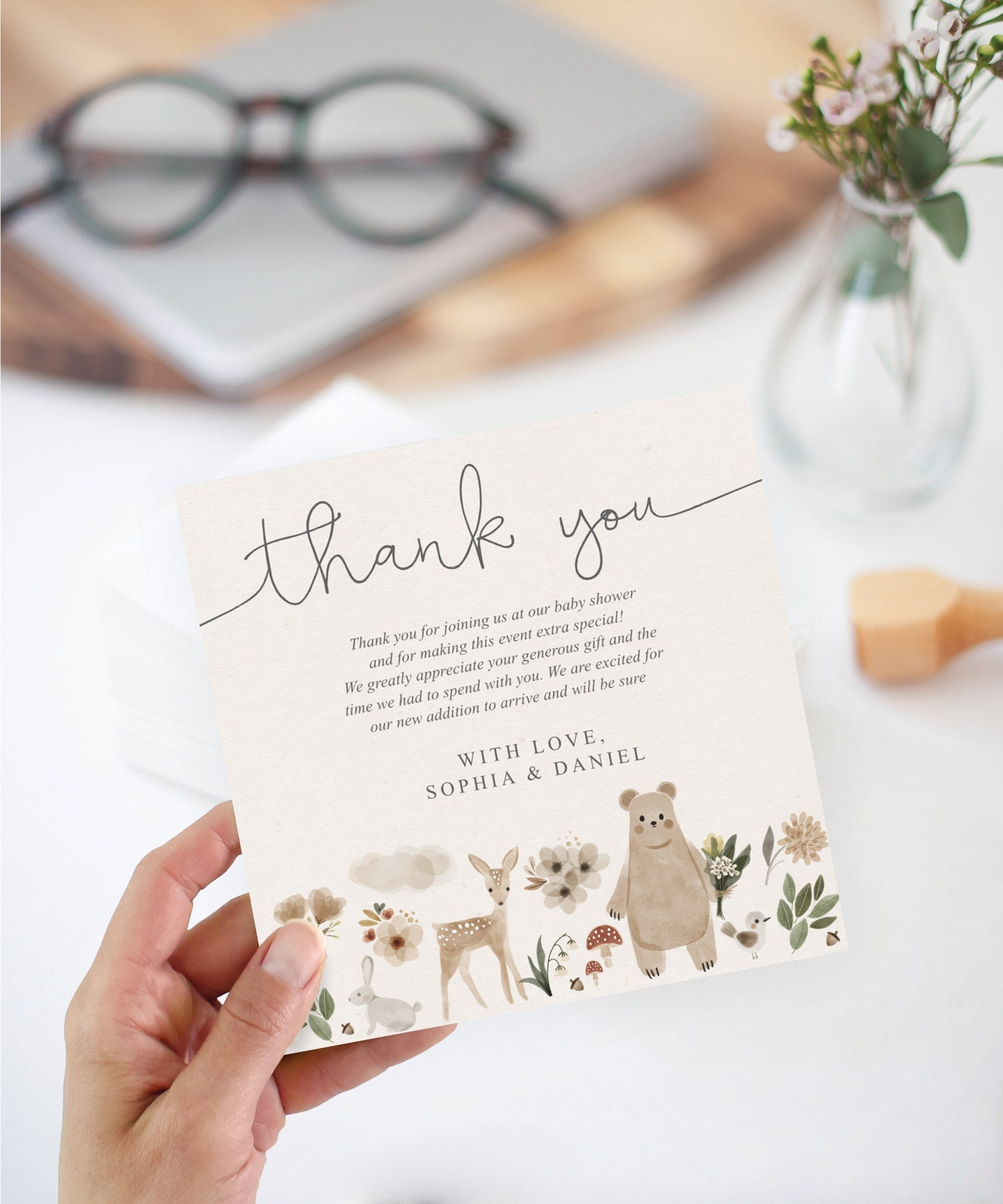 Baby Shower Thank You Card Template, Printable Baby Shower Square throughout Baby Shower Thank You Cards Printable